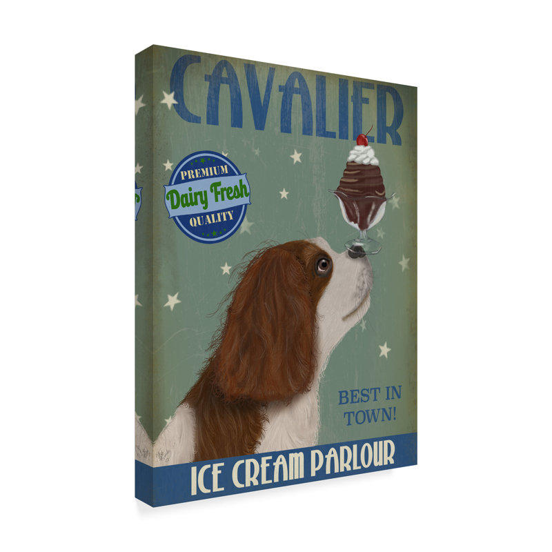 Winston Porter Cavalier King Charles Brown White Ice Cream Graphic Art Print On Wrapped Canvas Wayfair