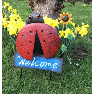 Set of 3 Ladybug Garden Stepping Stones Statue Yard Outdoor Country Lawn Decor 