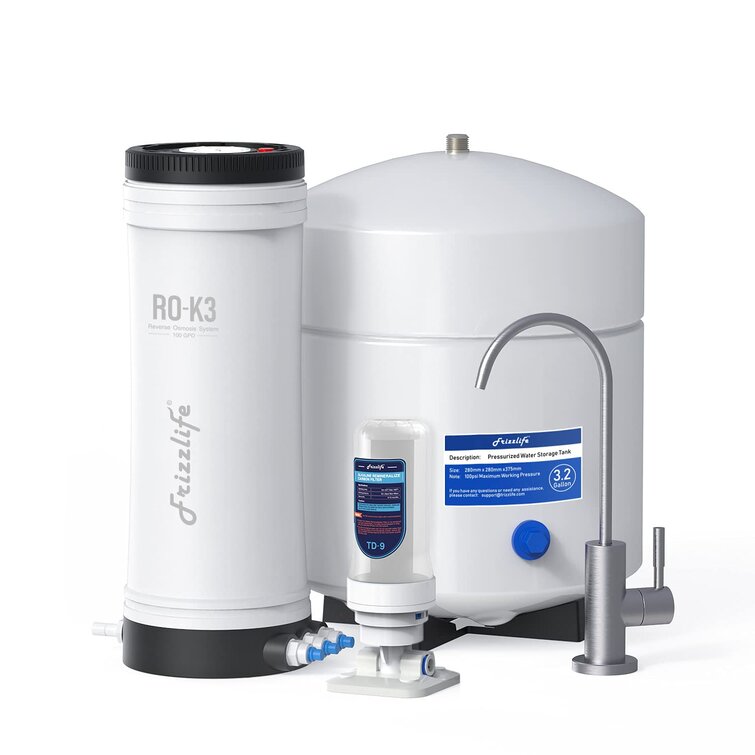 Martin Luther King Junior atmosfeer Snel Frizzlife Ro-k3-a Reverse Osmosis System, Alkaline, 100 Gpd High Flow Ro  Under Sink Water Filter, 1:1 Pure To Drain, Small Size, Easy Install,  Reduce Tds, Usa Tech Support | Wayfair