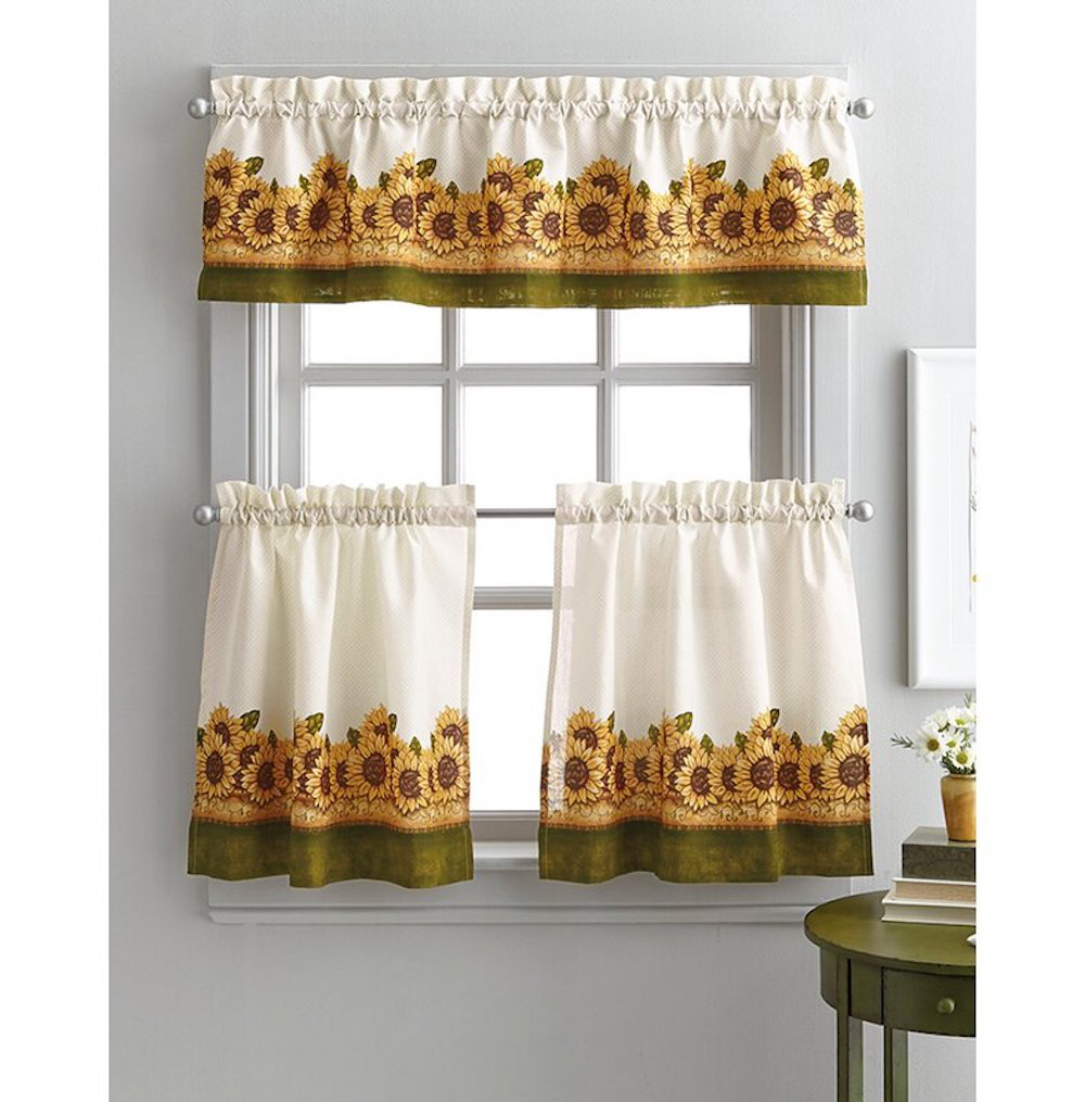 August Grove Argonne Sunflower Graden 3 Piece Kitchen Curtains Reviews Wayfair