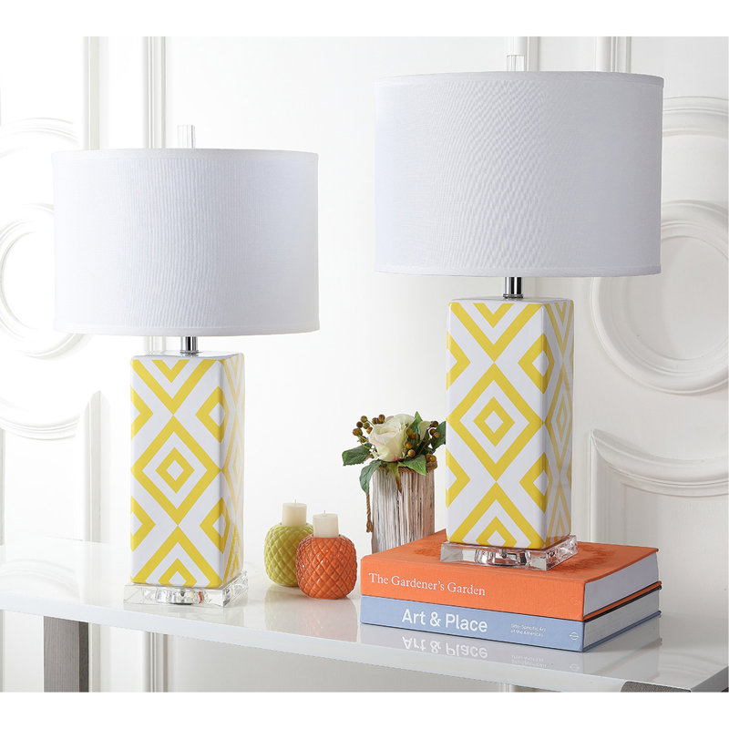 grey and yellow table lamps