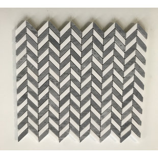 Navy Blue And White Tile Wayfair Thos Mini Chevron 0 38 X 1 Marble Mosaic Tile In Gray White