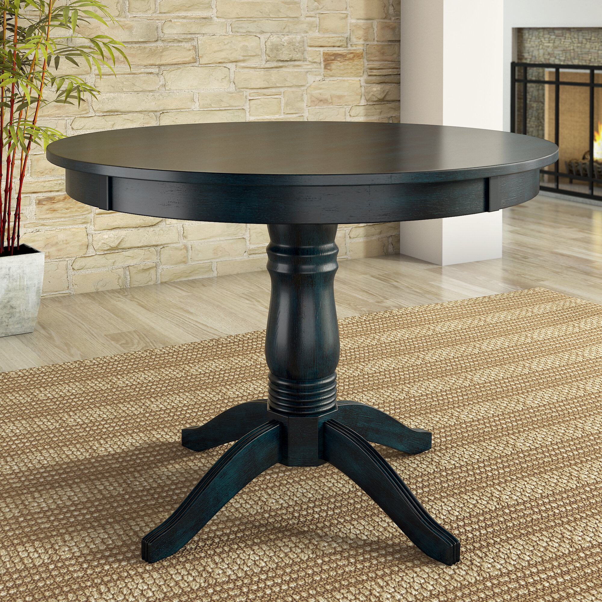 blue pedestal table