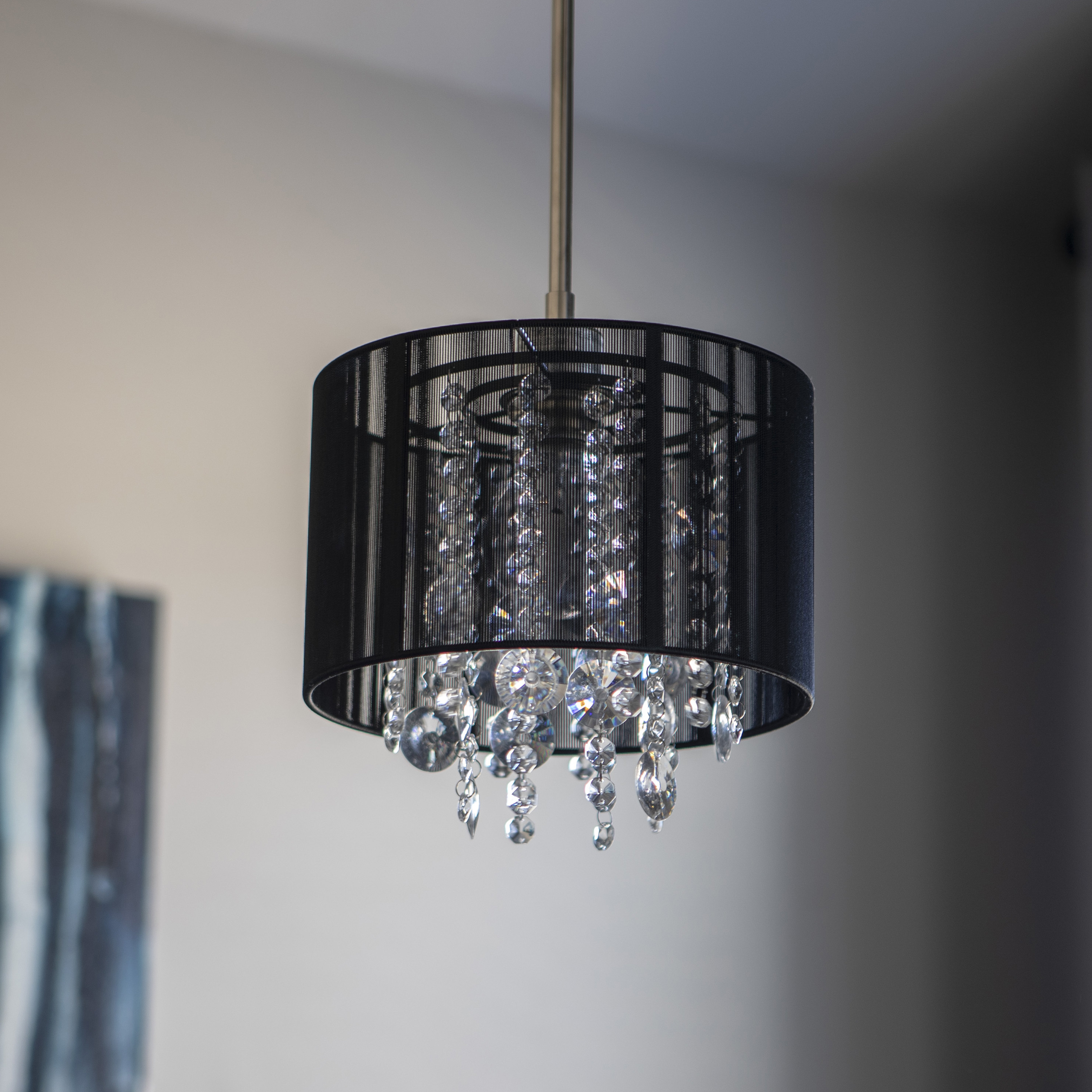 House Of Hampton Andersen 1 Light Unique Statement Drum Pendant With Crystal Accents Wayfair