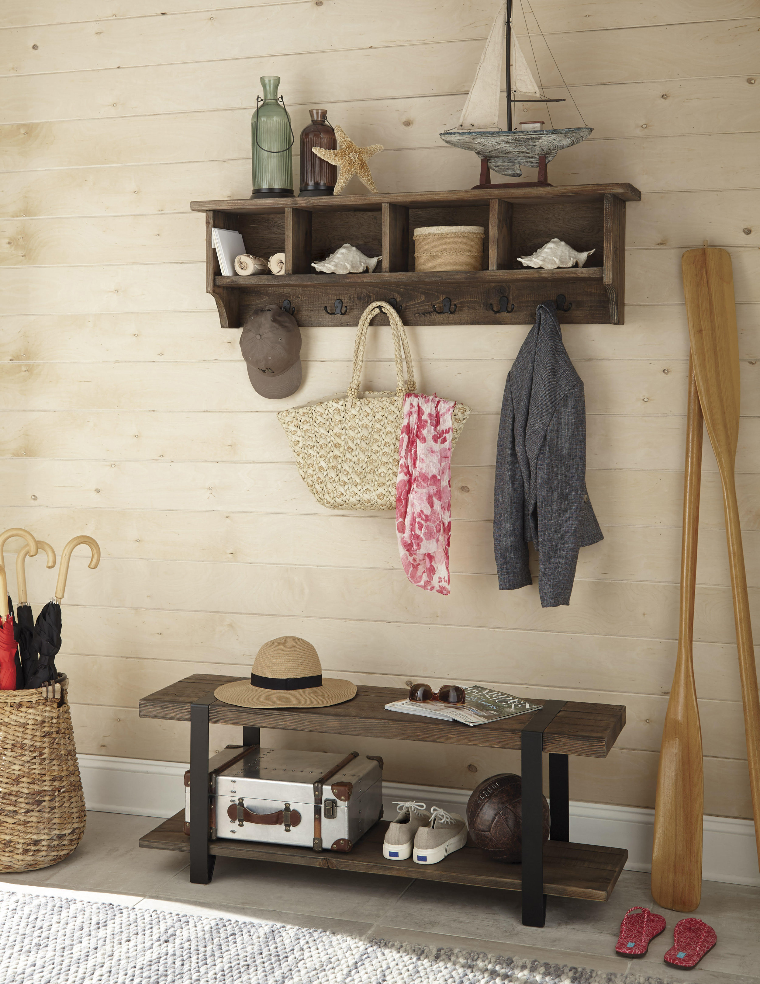 benches with shoe storage underneath on Epley Hall Tree Reviews Joss Main