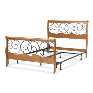 Wood and Metal Sleigh Bed by Fashion B..