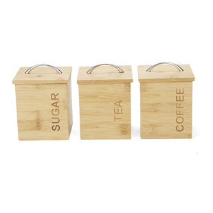 Wood Kitchen Canisters Jars You Ll Love Wayfair 3 Piece Bamboo Kitchen Canister Set