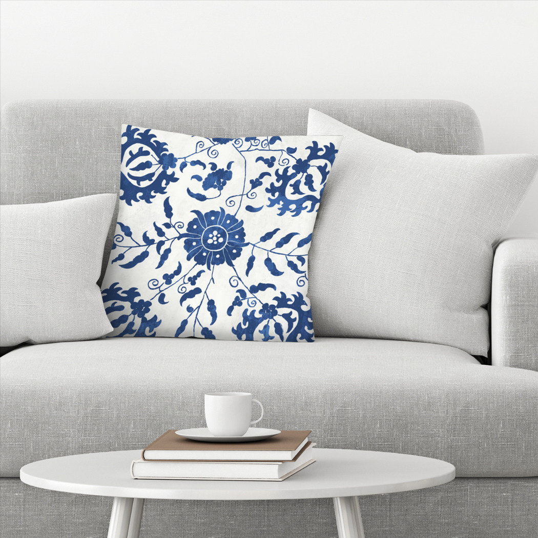 East Urban Home Moroccan Indigo Tile I Throw Pillow Wayfair Ca