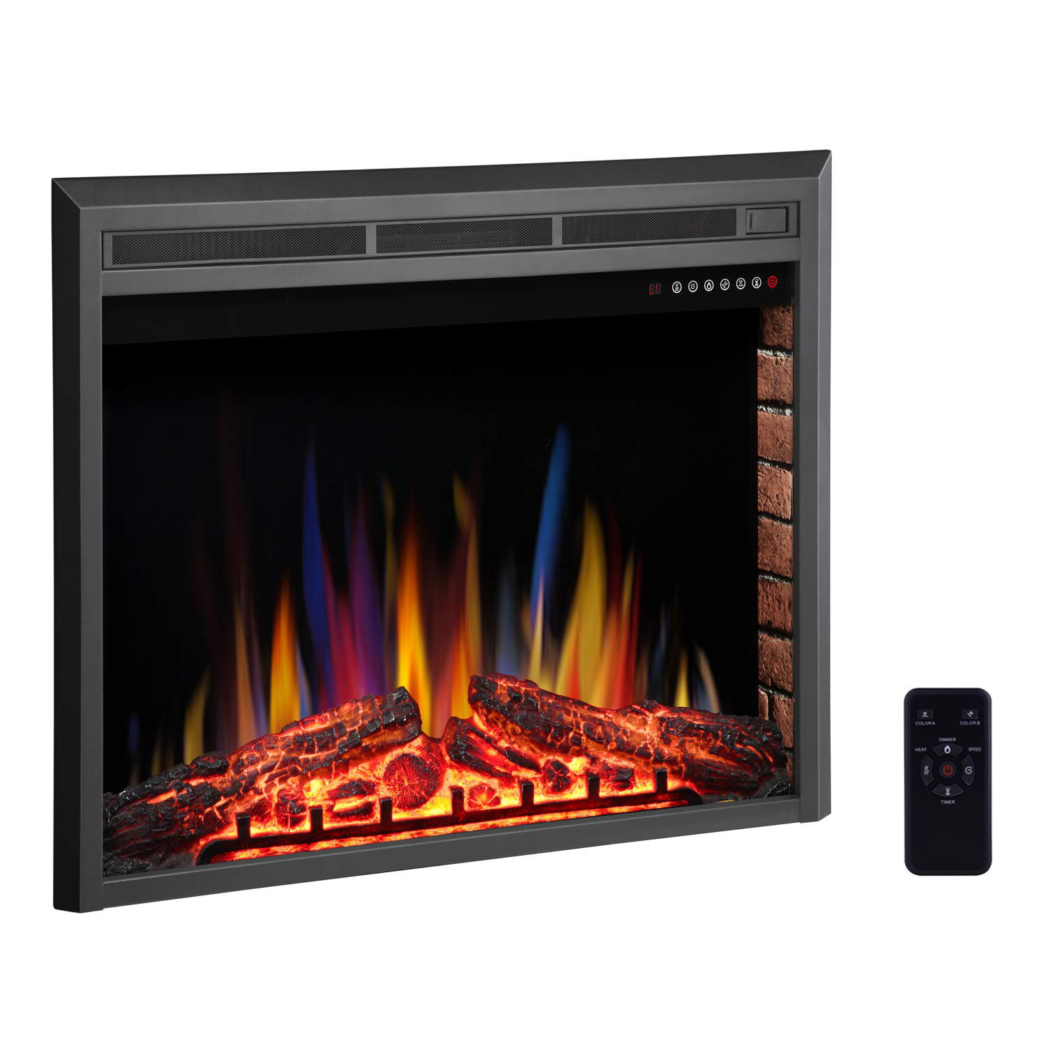 Charlton Home R W Flame Electric Fireplace Insert Freestanding Recessed Electric Stove Heater Touch Screen Remote Control 750w 1500w With Timer Colourful Flame Option Reviews Wayfair Ca