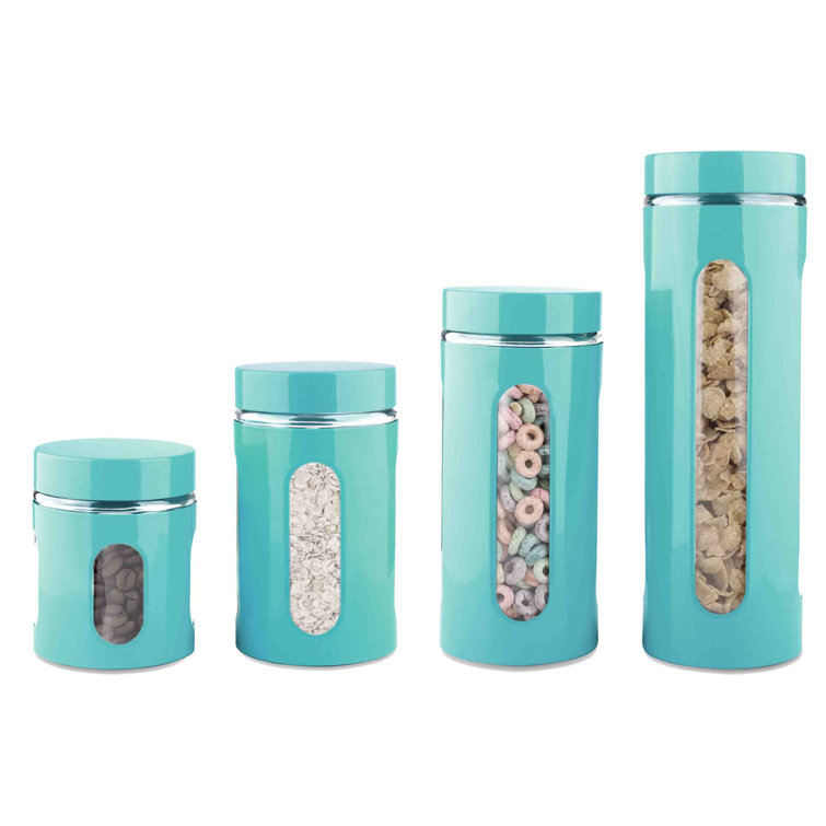 Ebern Designs Glass Stainless Steel 4 Piece Kitchen Canister ...