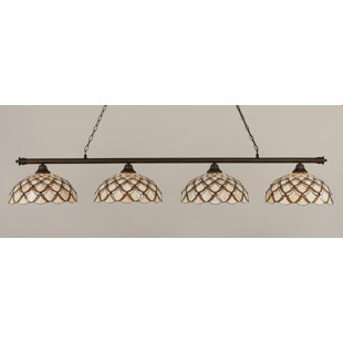 Go to store & view more images Red Barrel Studio Mendez 4-Light Scallop Tiffany Shade Billiard Light