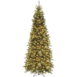 fir 9 green slim artificial christmas tree with 700 pre lit clear lights with stand - Artificial Christmas Trees Prelit fir 9 green slim artificial christmas tree with 700 pre lit clear lights with stand - Artificial Christmas Trees Prelit