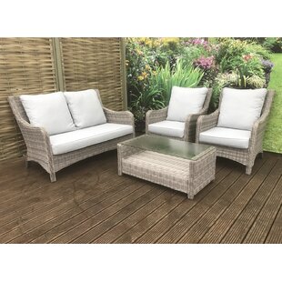 Bauerle 4 Seater Rattan Effect Sofa Set with Cushions