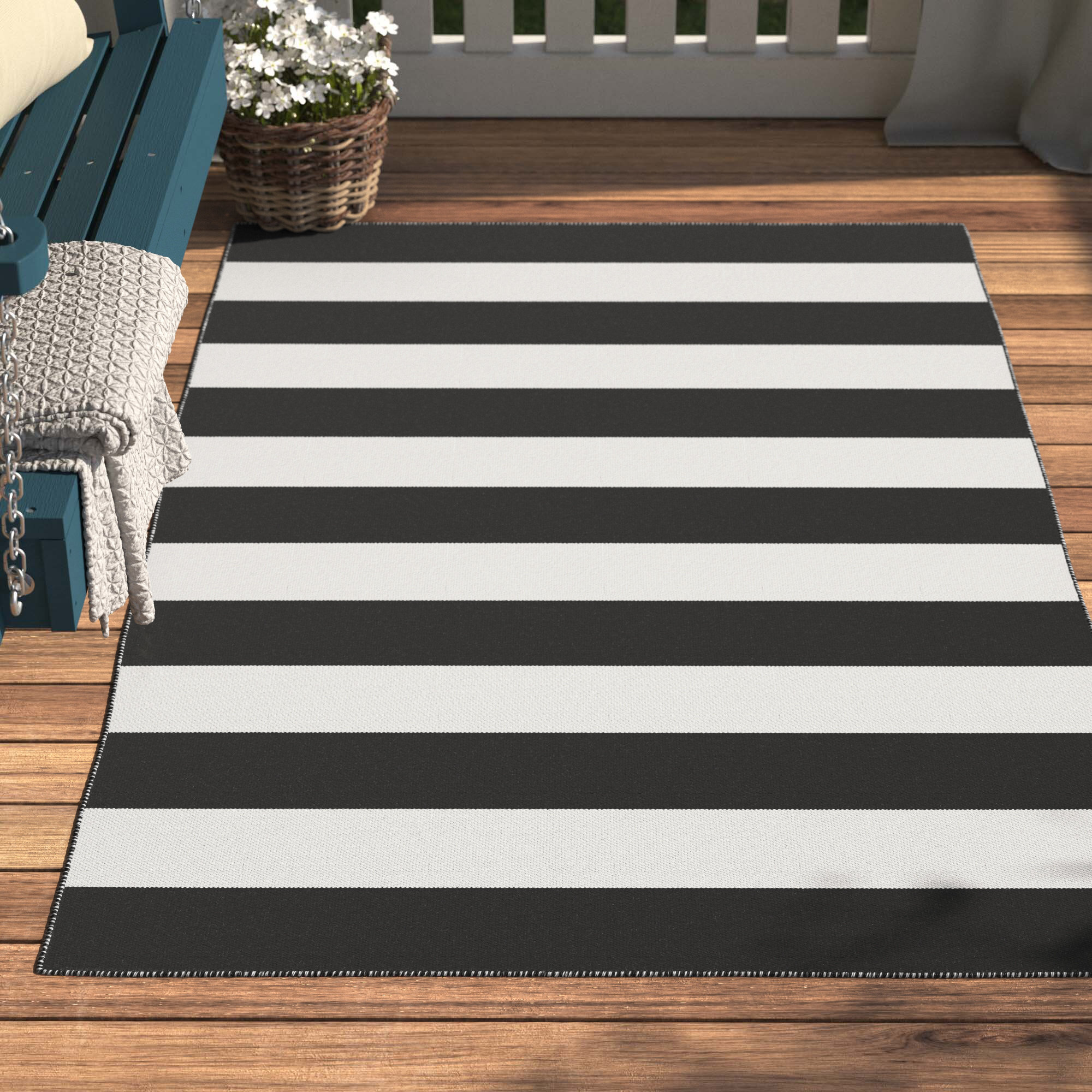 Andover Mills™ Salley Handmade Flatweave Black Indoor/Outdoor Rug ...