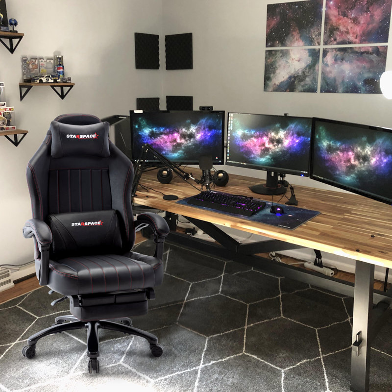 Starspace Big Tall 400lb Memory Foam Reclining Gaming Chair Metal Base Adjustable Back Angle And Retractable Footrest Ergonomic High Back Leather Racing Executive Computer Desk Office Chair Wayfair Ca