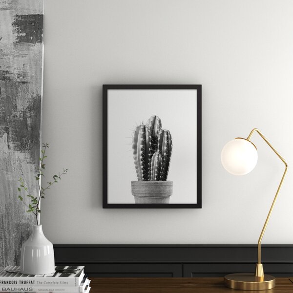 Mercury Row® Black And White Vintage Cactus - Picture Frame Photograph ...