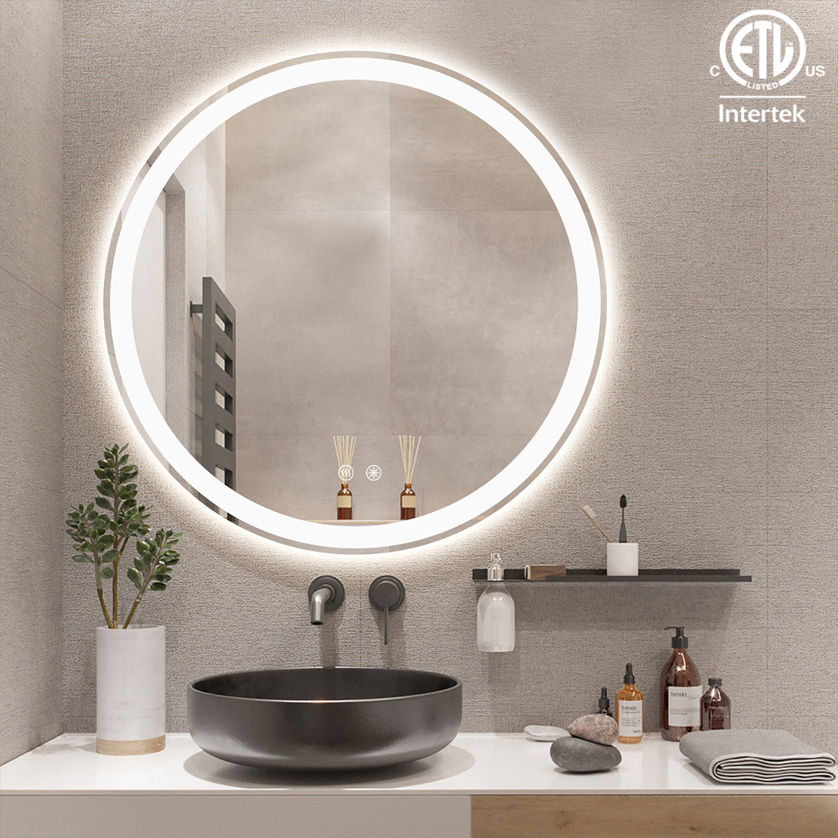 Wrought Studio Pekod Highdensity 240 LEDs/m LED AntiFog Round Bathroom / Vanity Mirror with