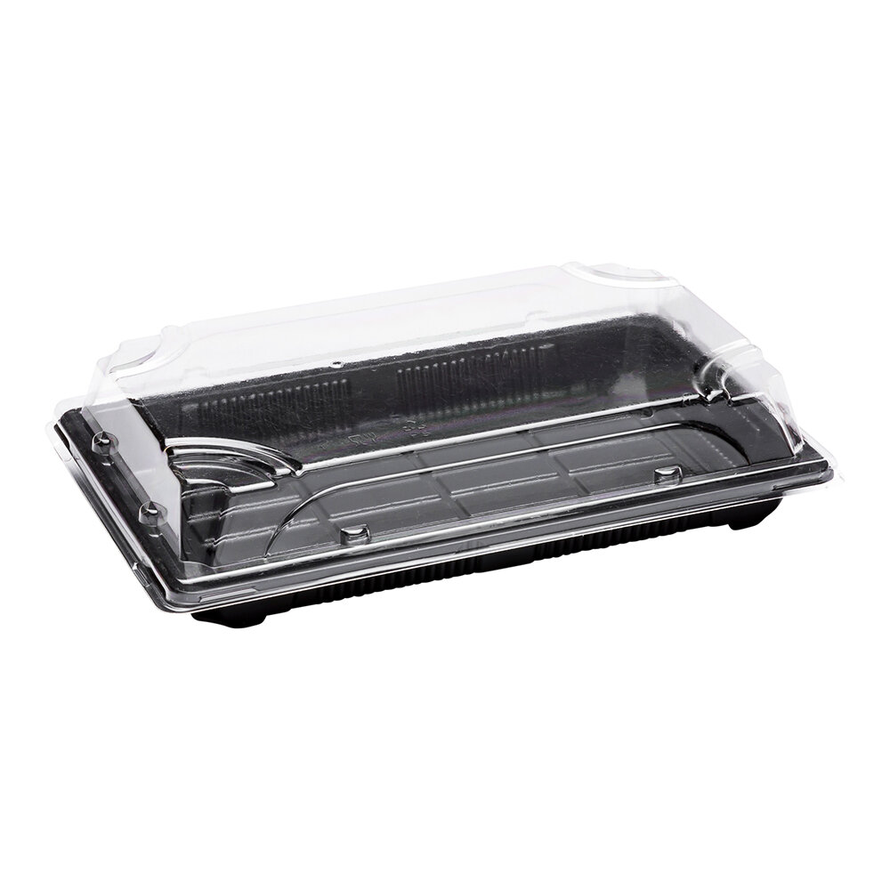 Plastic Take Out Sushi Container with Lid Rectangle Salad Cake Tray 6.5 x 4.5" 