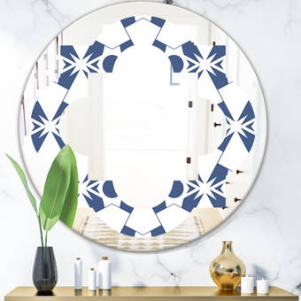 East Urban Home Marbled Geode 2 Leaves Coastal Frameless Wall Mirror