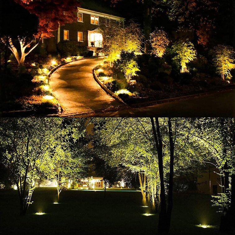 Low Voltage Landscape Lights,LCARED 12W Warm White Outdoor In-Ground Lights with Wire Connectors IP67 Waterproof LED Well Light 12V-24V Pathway Garden Lighting for Garden Driveway Yard Patio 10 Pack 