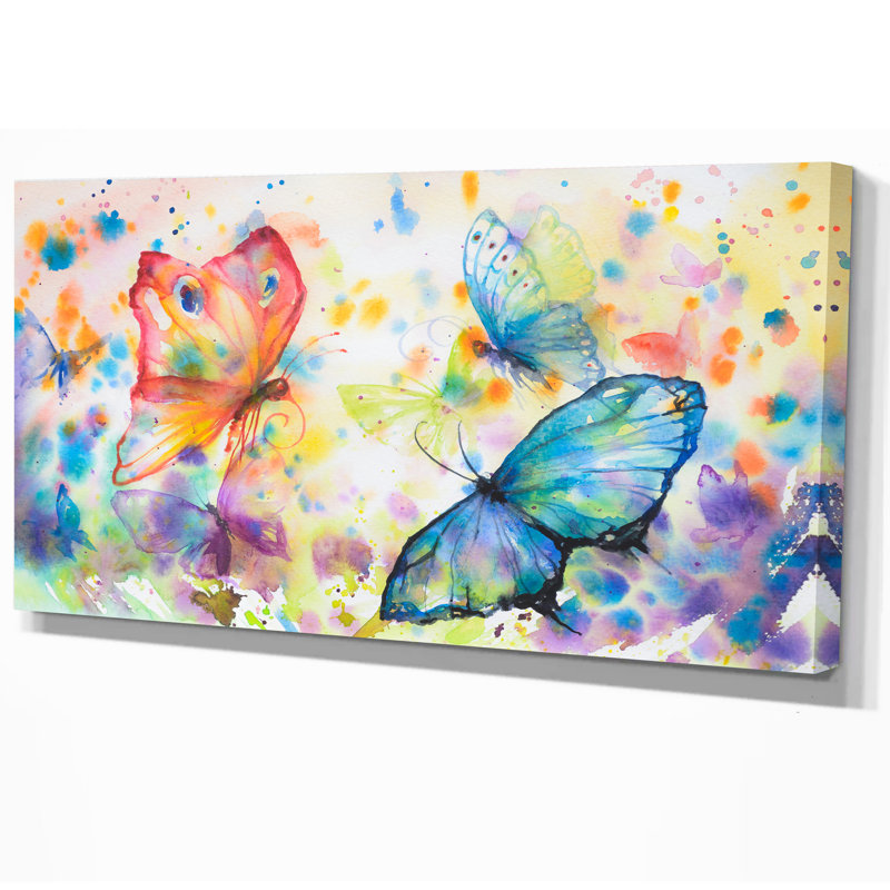 East Urban Home Colorful Butterflies Oil Painting Print On