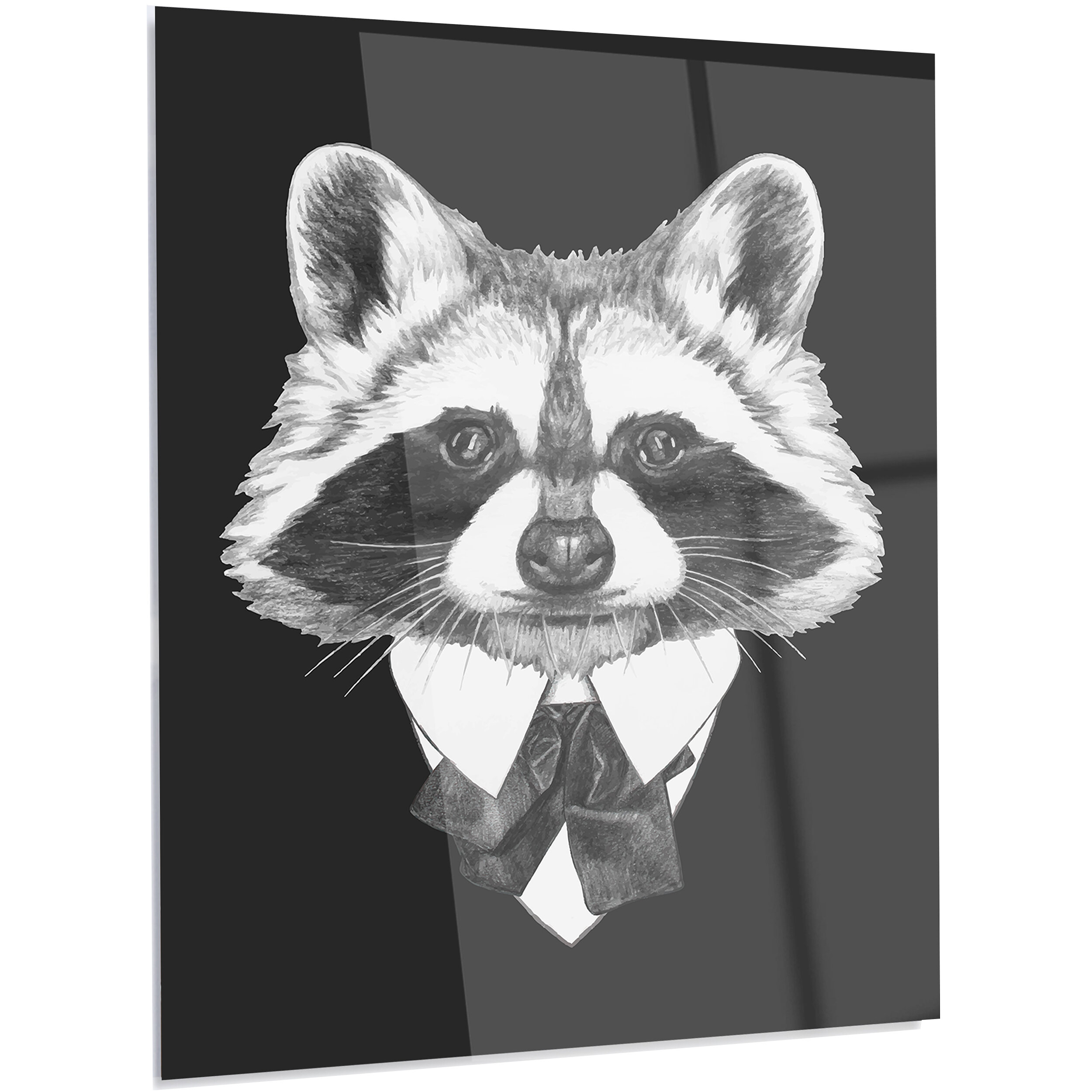 DesignArt Funny Raccoon In Suit And Tie - Unframed Graphic Art on Metal ...