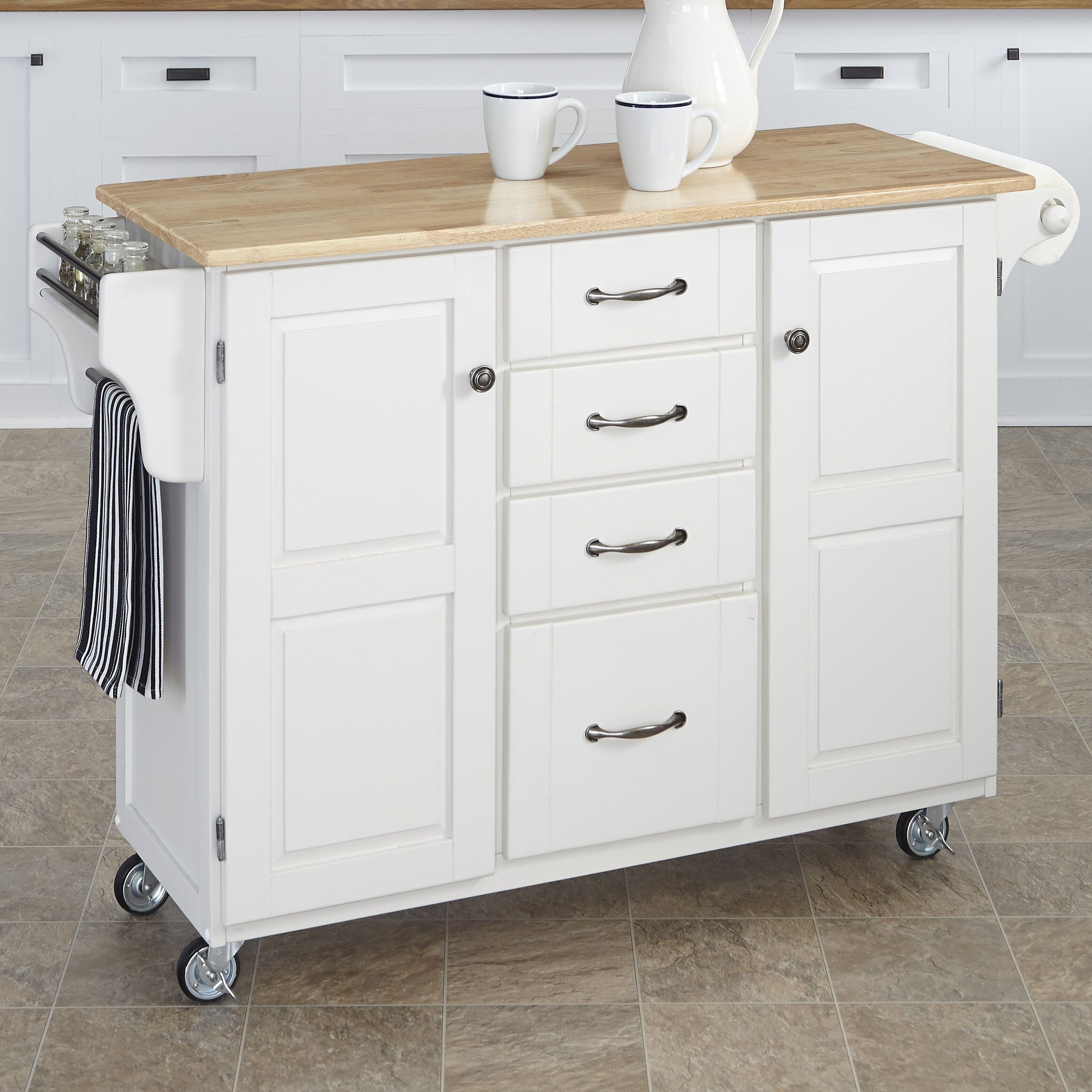 Red Barrel Studio® Littrell 48'' Wide Rolling Kitchen Island with Solid ...