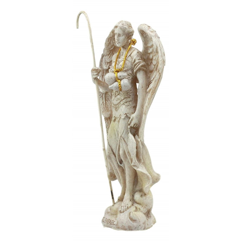 Astoria Grand Tafolla Colored Holy Archangel Saint Raphael With Staff And Annointing Oil Figurine Wayfair
