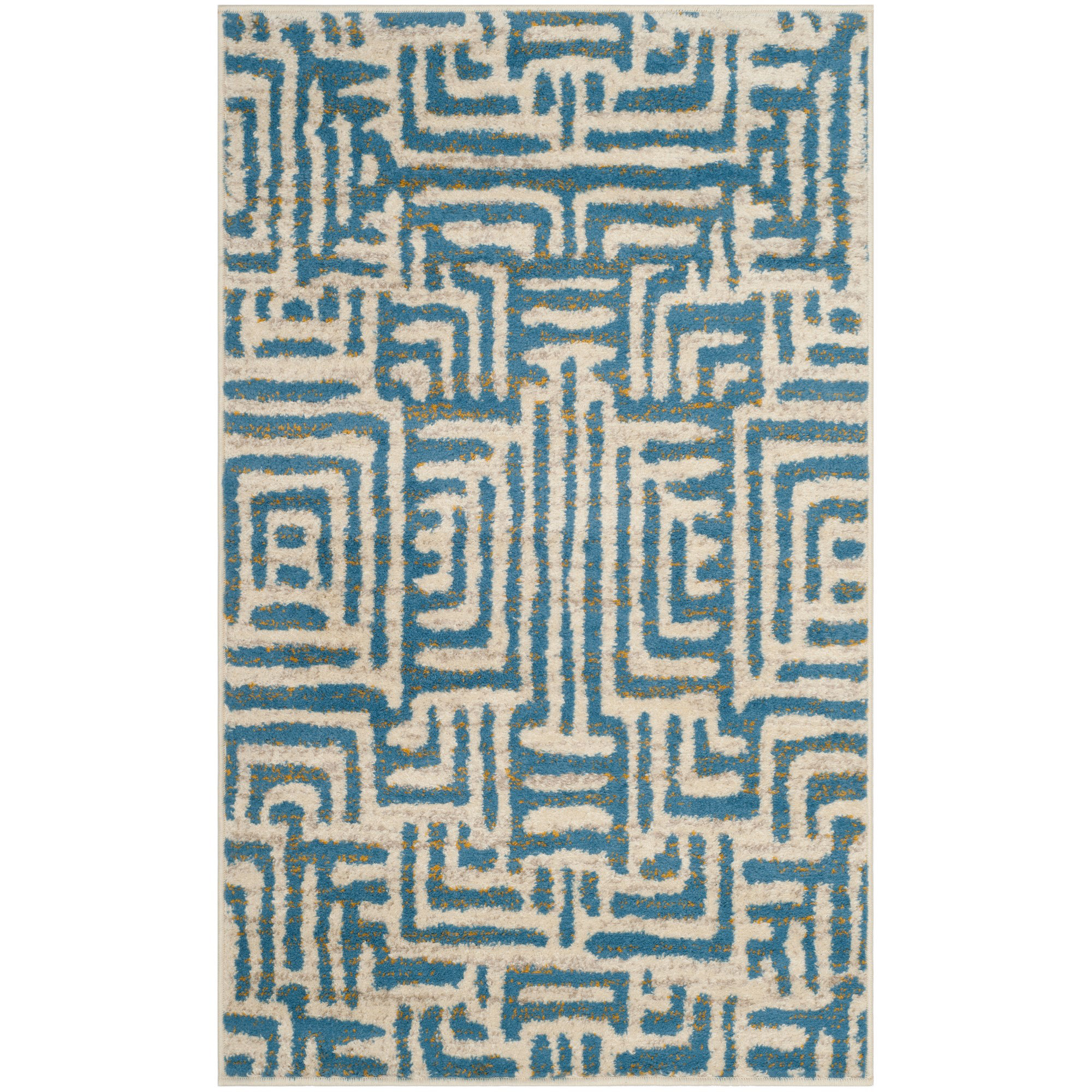 Foundry Select Allenby Geometric Ivory/Light Blue/Yellow Area Rug