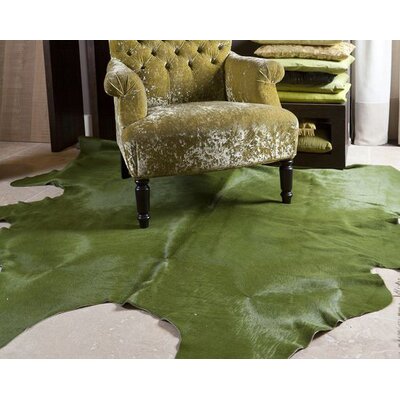Dyed Brazilian Cowhide Green Area Rug Pergamino