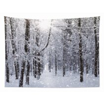 Snow Scene Winter White Tapestry Art Wall Hanging Cover Poster 