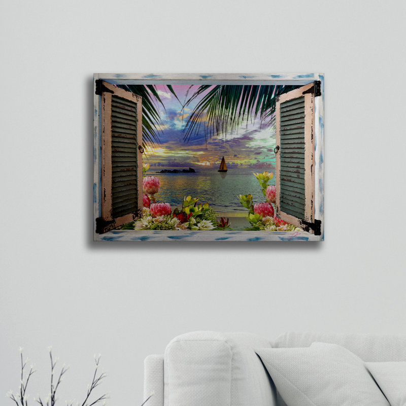 Trademark Art Tropical Window Acrylic Painting Print On Brushed
