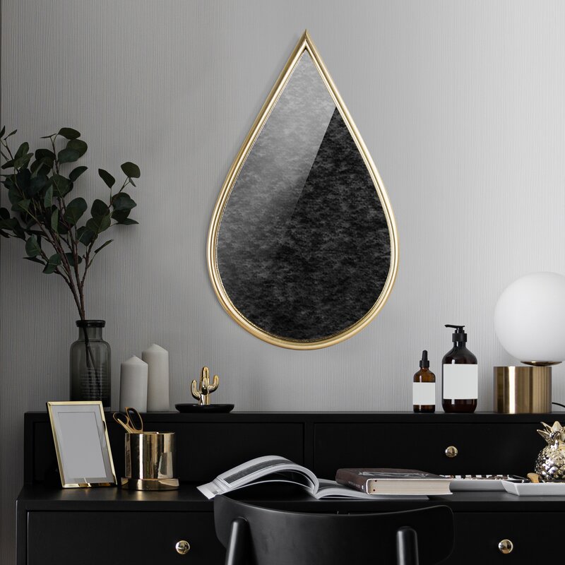 Gold Wall Decorations - Polen Gold Teardrop Antiqued Framed Accent Mirror