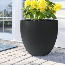 Indoor Outdoor Flower Pot Large Fiber Resin Plant Pot 10 inch Plant Pot with Drainage Hole & Plugs Lightweight but Durable Modern White Garden Planter 10x10 inch