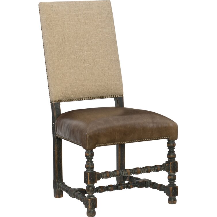 Cream Barton Medium Size Leather Stylish Dining Chair Furniture with Nailhead Trim Set of 2