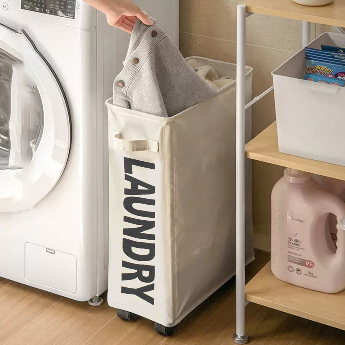 Ochine Extra Large Foldable Storage Laundry Basket With Pulley | Wayfair