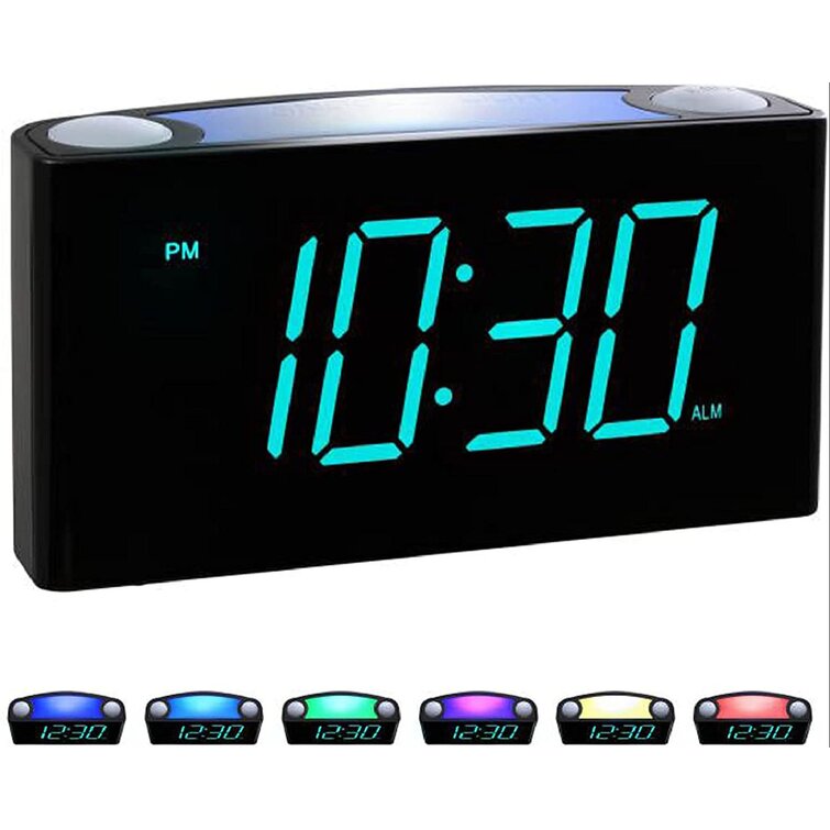 Ultra Thin Modern Snooze and Time Setting LED Digital Decorate Alarm Clock With Phone Charger For Home Decor BLUE