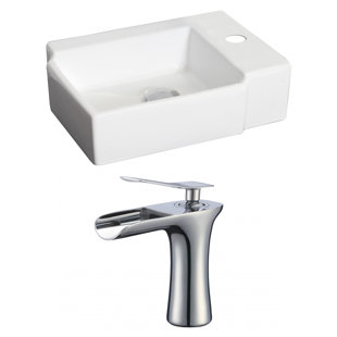 Go to store & view more images American Imaginations Ceramic Rectangular Vessel Bathroom Sink with Faucet and Overflow