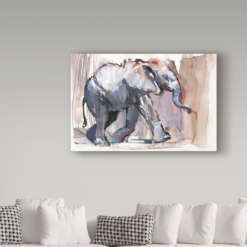 Trademark Art Baby Elephant Acrylic Painting Print On Wrapped