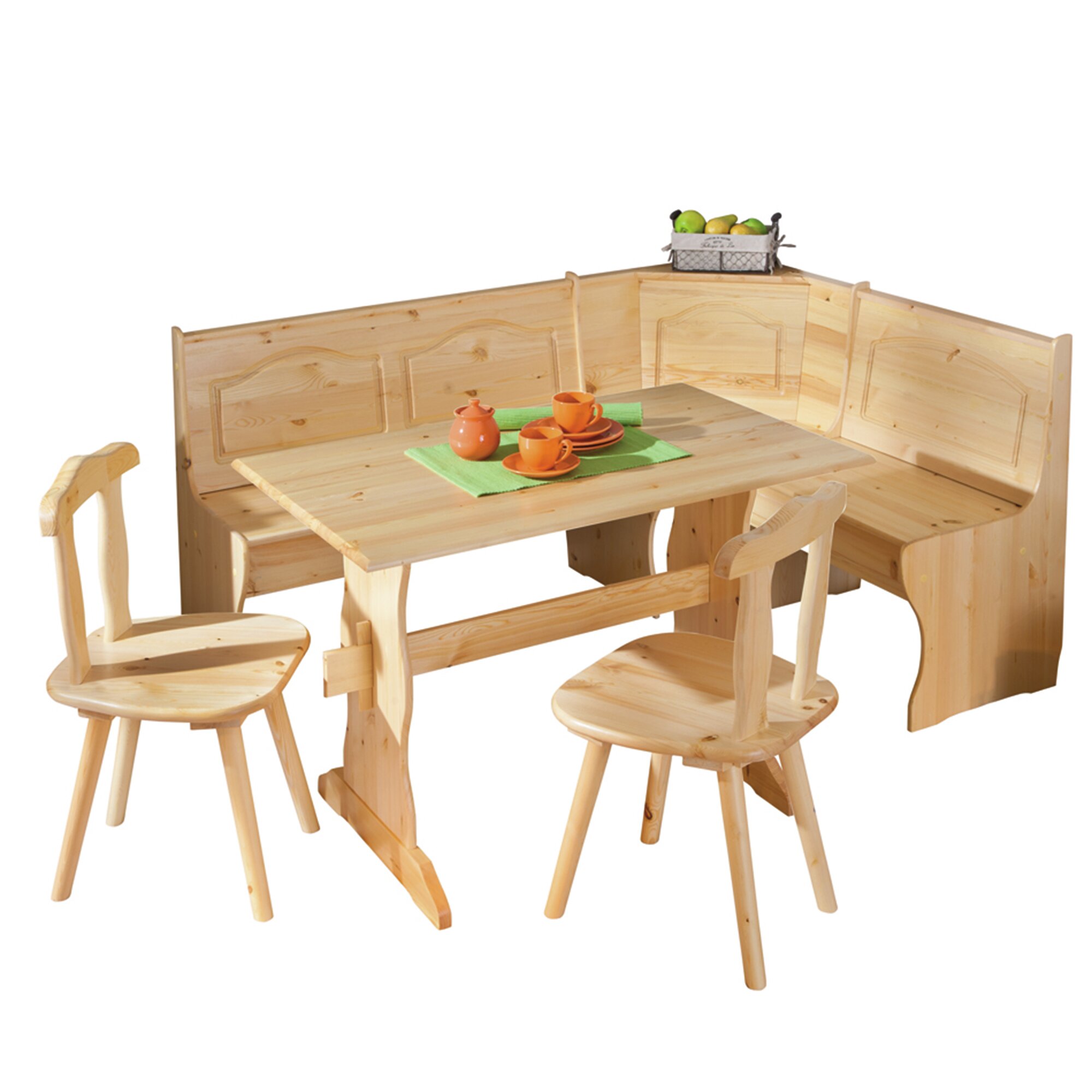 Natural Pine furniture-uk-shop Solid Wood Dining Table 2 Chairs Dining Set