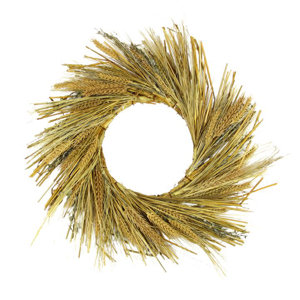 Autumn Harvest Wheat Grass and Grapevine Thanksgiving Fall Wreath with Unlit