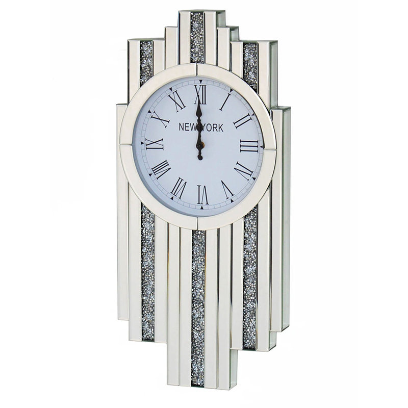 Canora Grey Larissa Mirrored And Crushed Diamante Crystal Art Deco Diamond Wall Clock Reviews Wayfair Co Uk