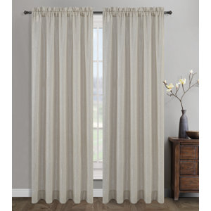 Cosmo Solid Semi-Sheer Rod Pocket Curtain Panels (Set of 2)