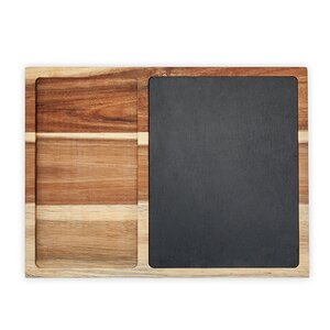 Farmhouse Slate and Wood Appetizer Board Divides Serving Dish