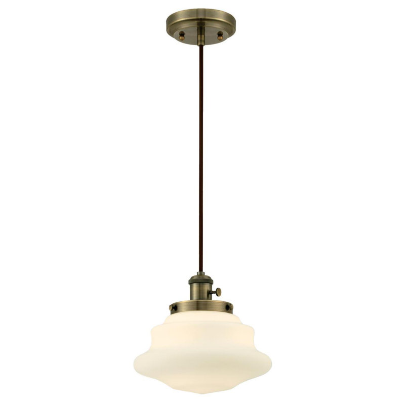 1-Light Schoolhouse Pendant #milkglass #schoolhouselight
