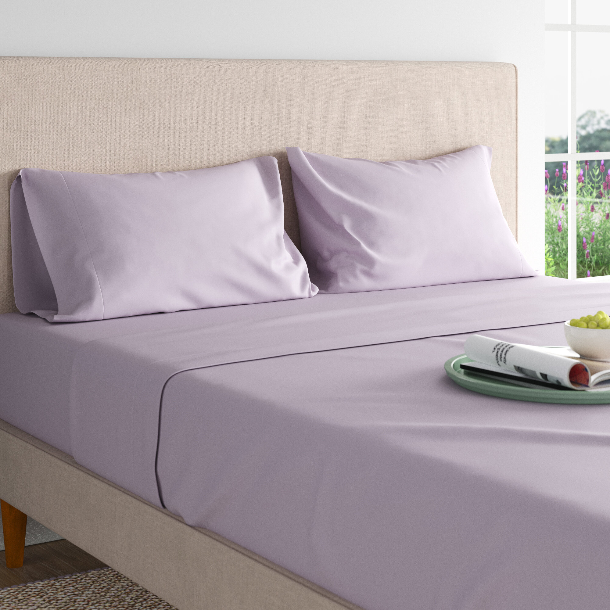Organic Cotton Extra Deep Pocket Cushy Bed Sheet Purple Striped Select Item 
