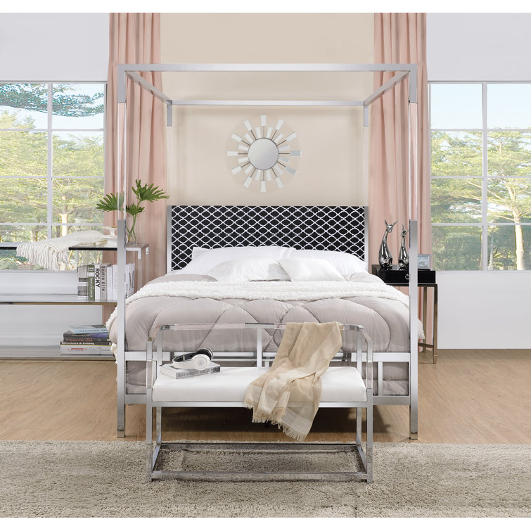 Acme Raegan Queen Tufted Canopy Bed Wayfair.ca