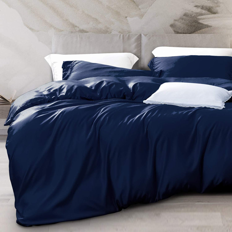 Winston Porter Satin Duvet Cover Set Solid Colour Reviews Winston Porter Satin Duvet Cover Set