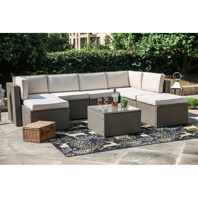 Sol 72 Outdoor Worksop 8 Piece Sectional Seating Group Set With