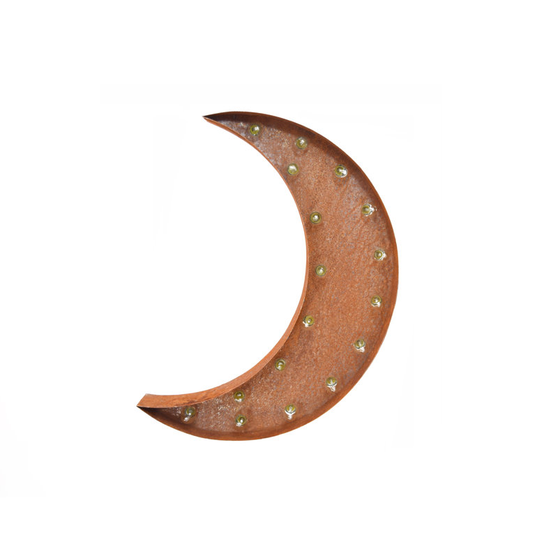 Williston Forge Crescent Moon Steel Marquee Light Wall Decor Wayfair